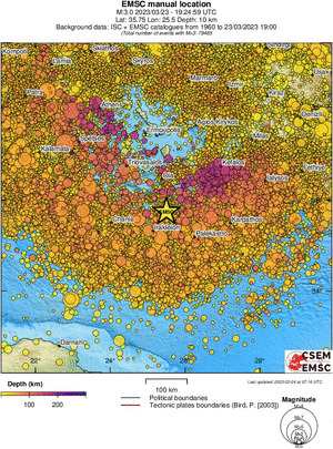 regional depth historical seismicity