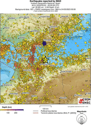 regional depth historical seismicity