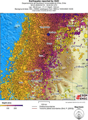 regional depth historical seismicity