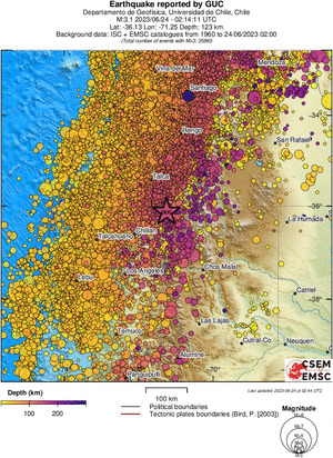 regional depth historical seismicity