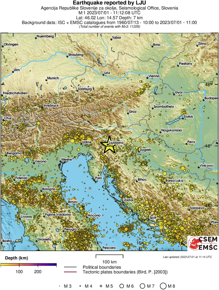 regional depth historical seismicity