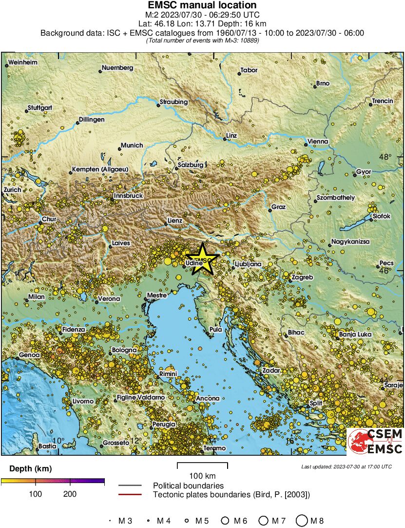 regional depth historical seismicity