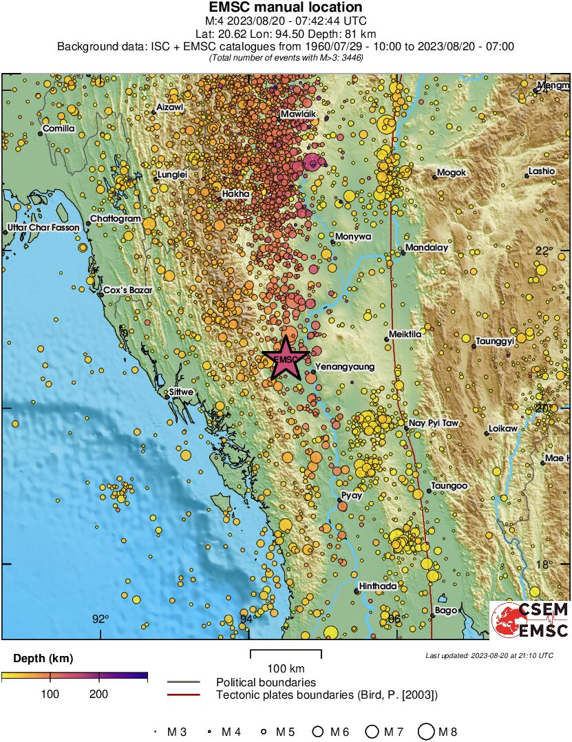 regional depth historical seismicity