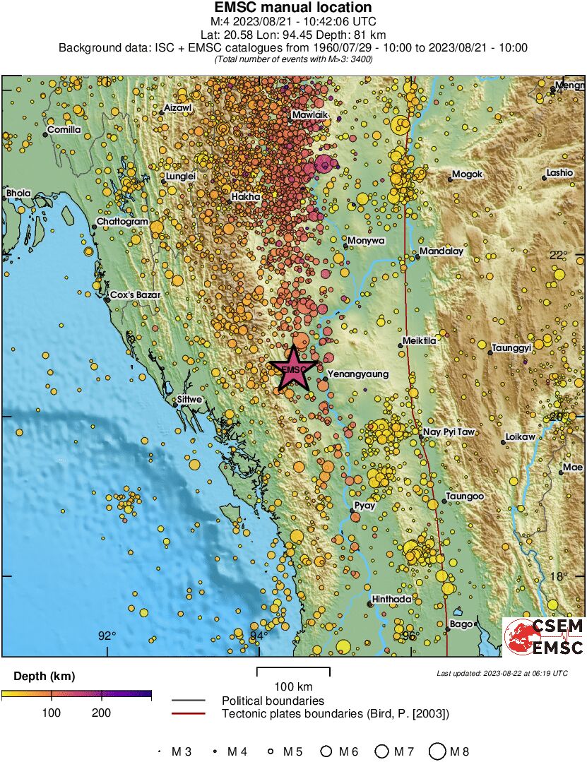 regional depth historical seismicity