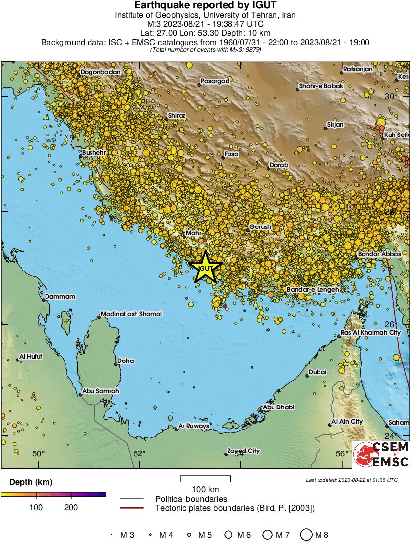 regional depth historical seismicity