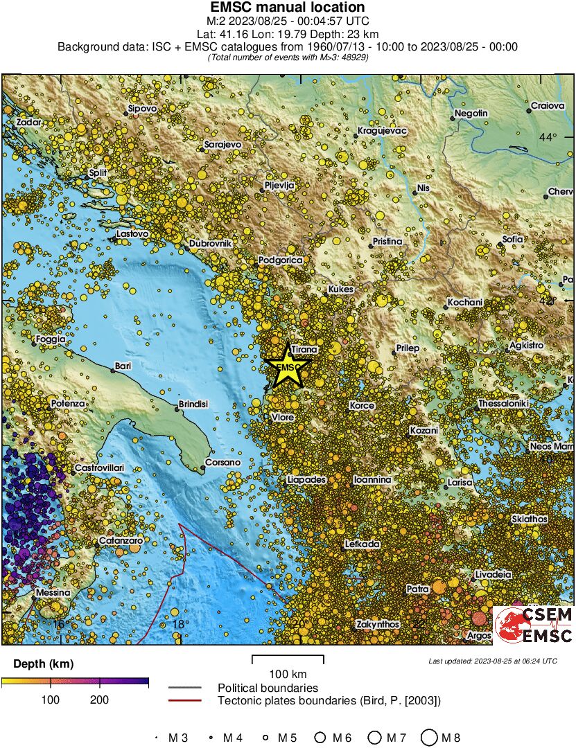 regional depth historical seismicity