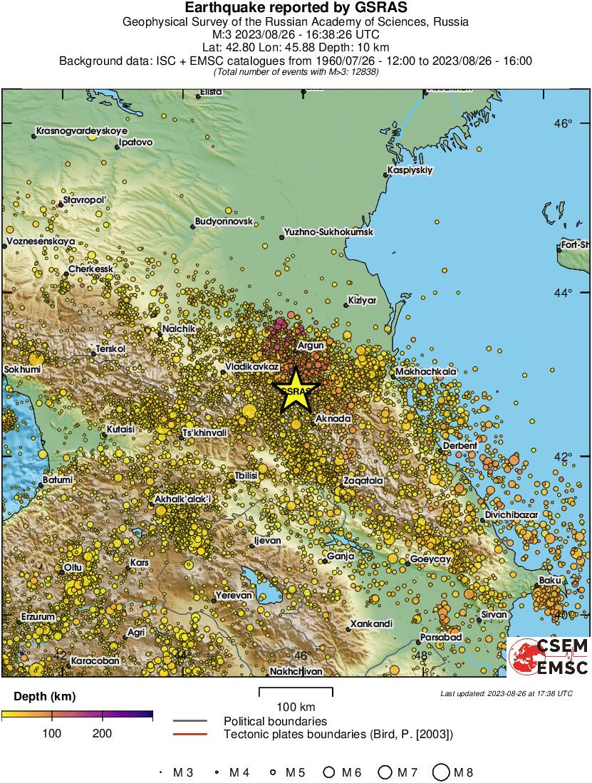 regional depth historical seismicity