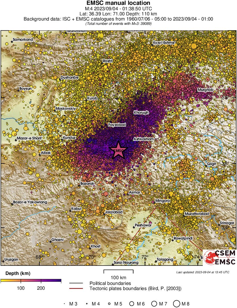 regional depth historical seismicity