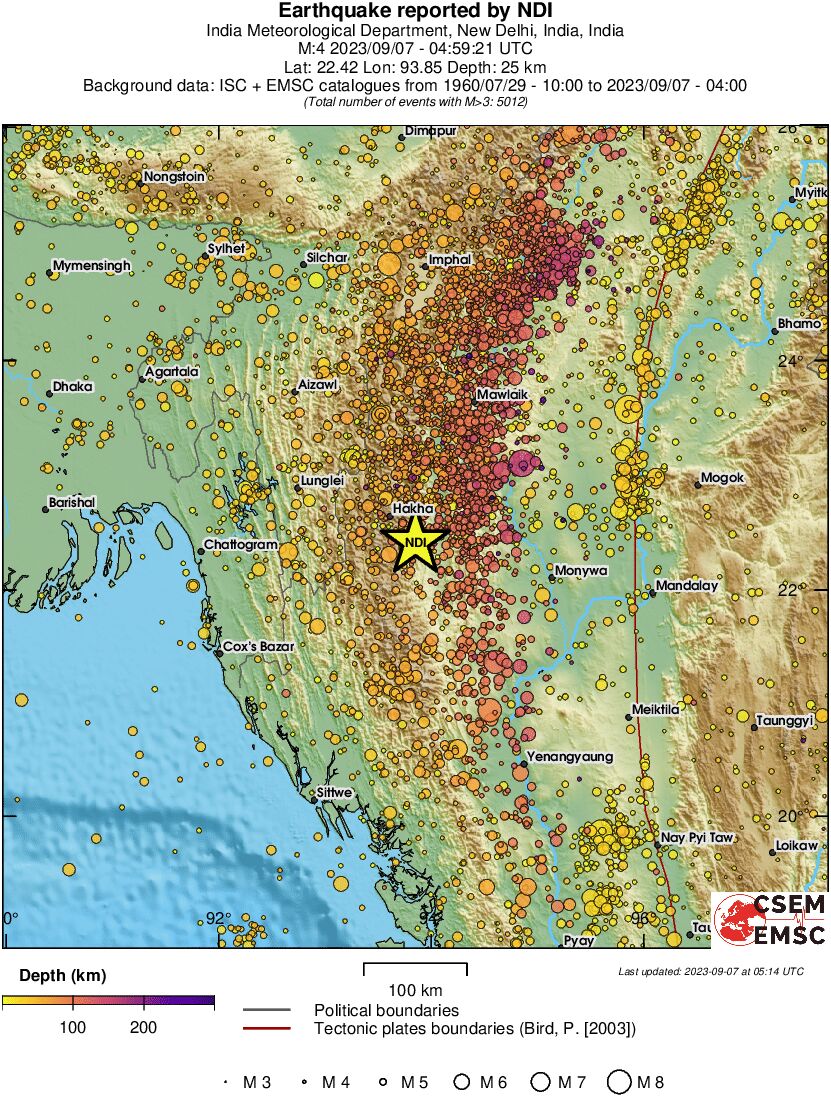 regional depth historical seismicity