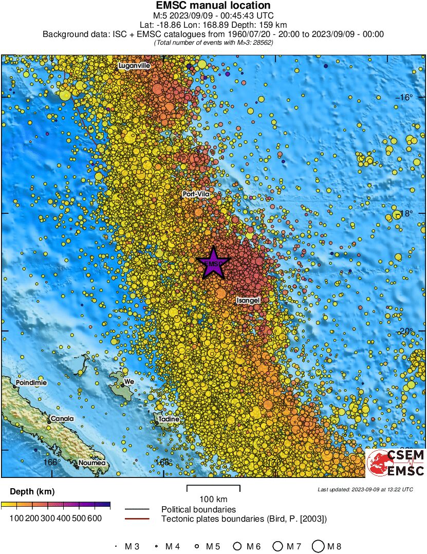 regional depth historical seismicity