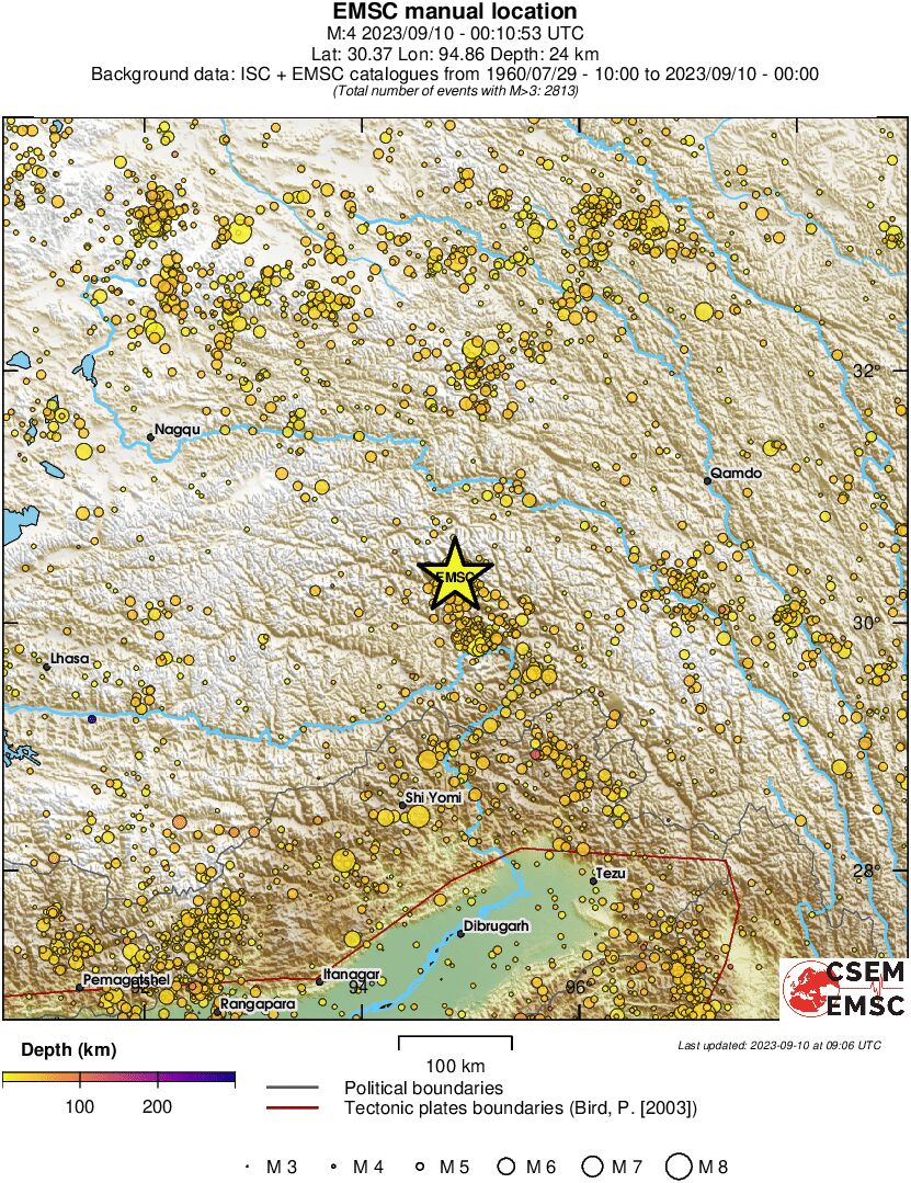 regional depth historical seismicity
