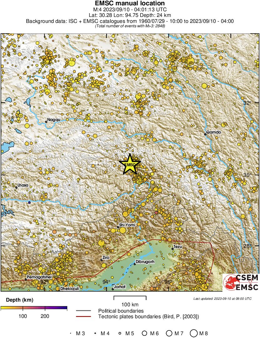 regional depth historical seismicity