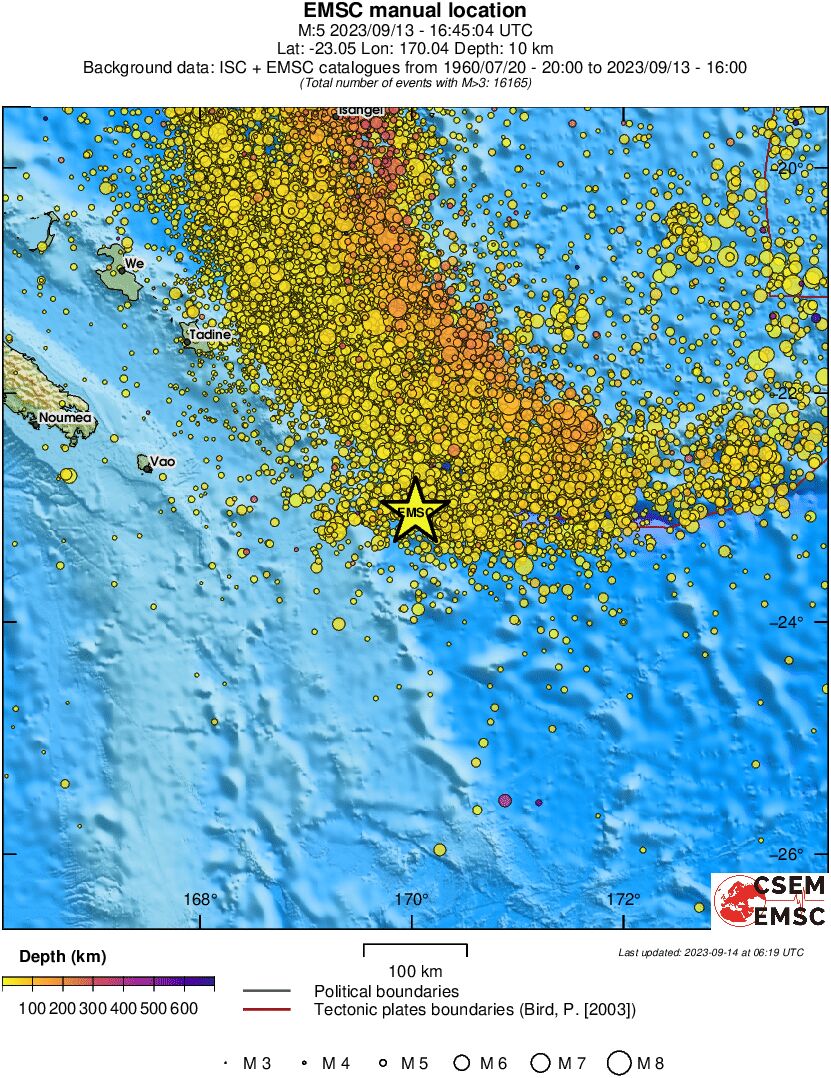regional depth historical seismicity