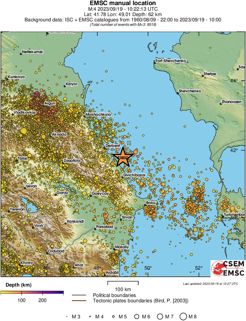 regional depth historical seismicity