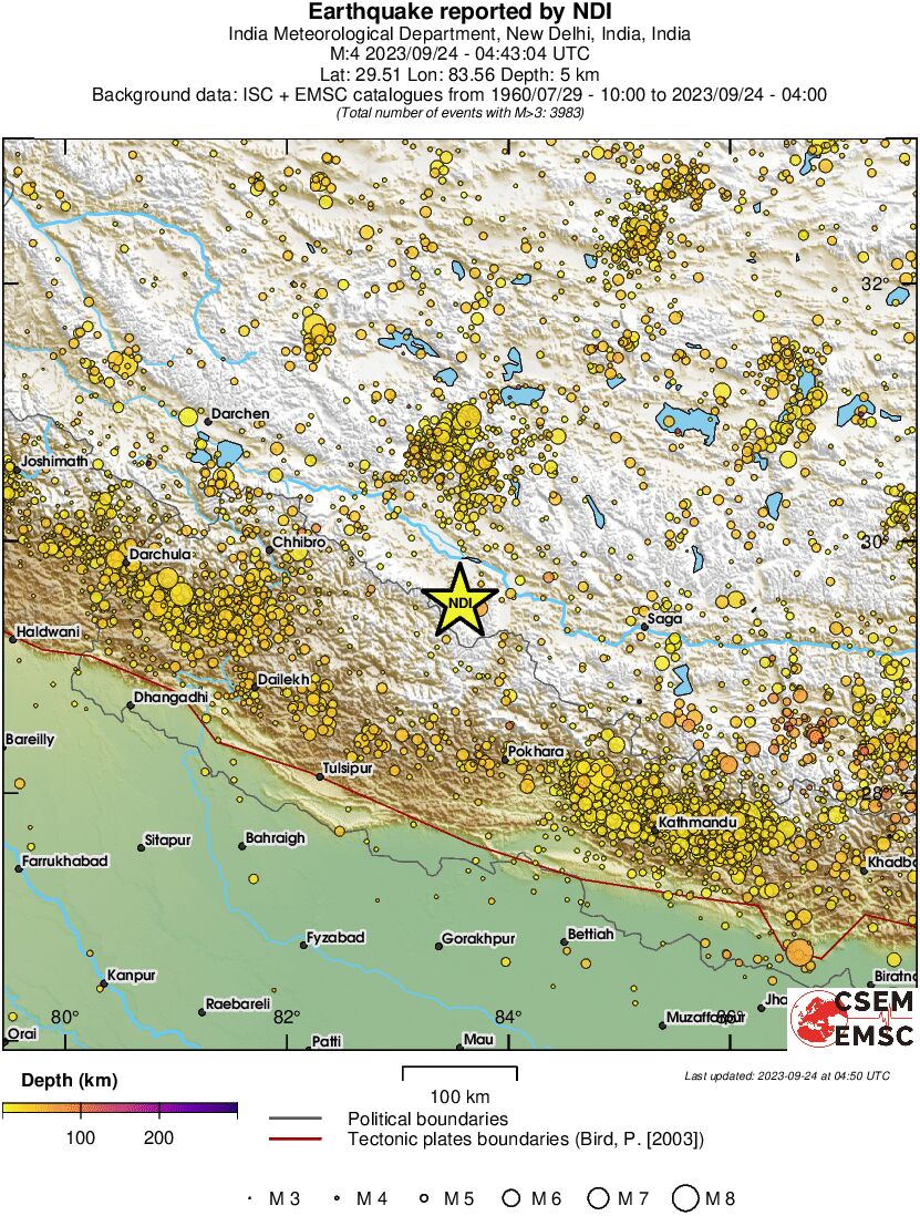 regional depth historical seismicity