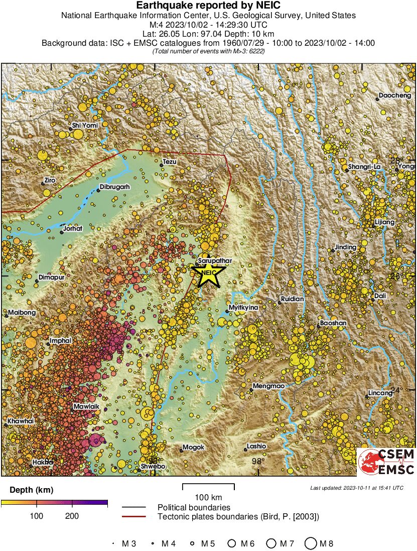 regional depth historical seismicity