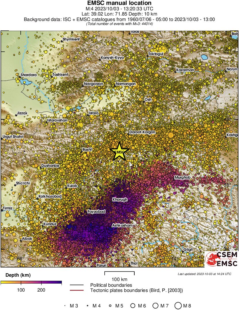regional depth historical seismicity