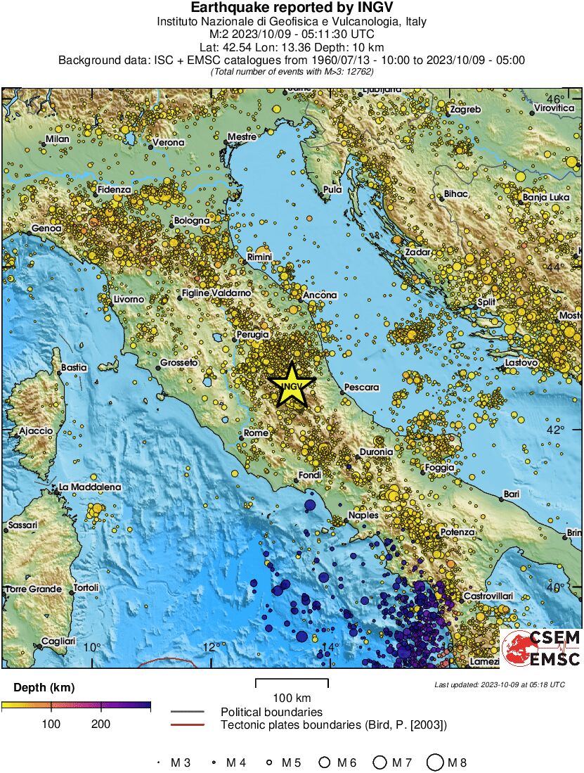 regional depth historical seismicity