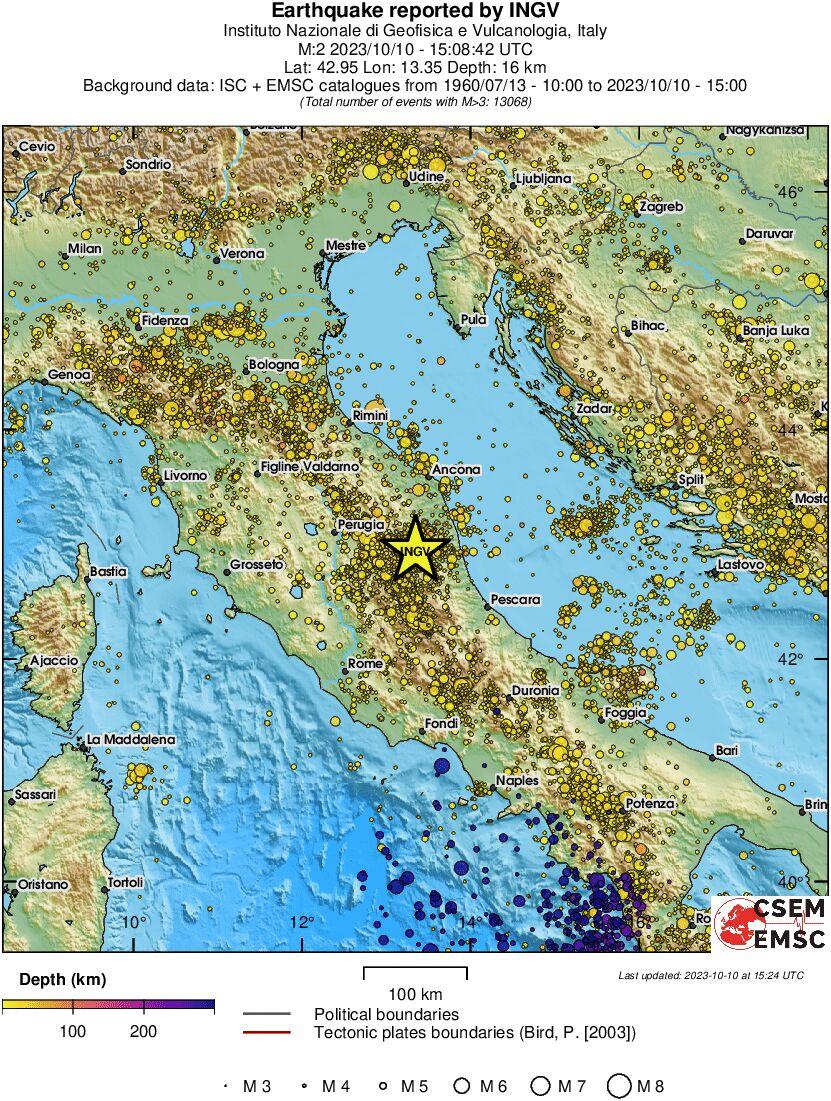 regional depth historical seismicity