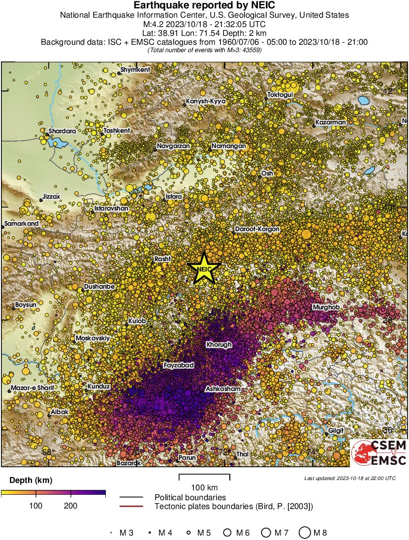 regional depth historical seismicity