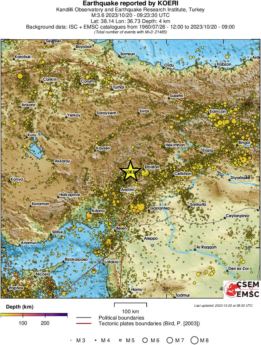 regional depth historical seismicity