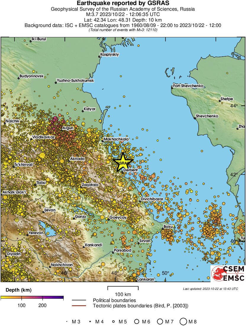 regional depth historical seismicity