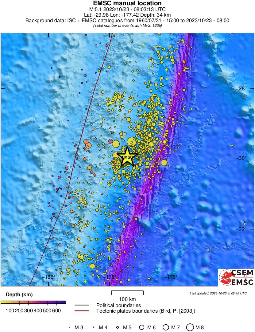 regional depth historical seismicity