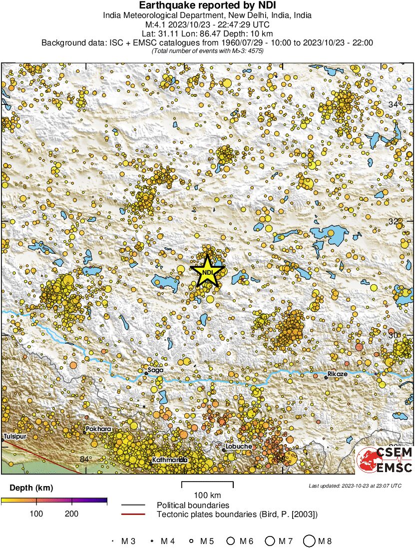regional depth historical seismicity