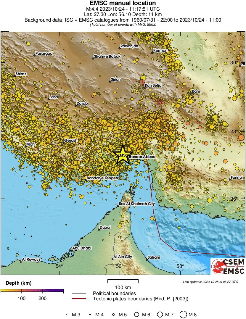 regional depth historical seismicity
