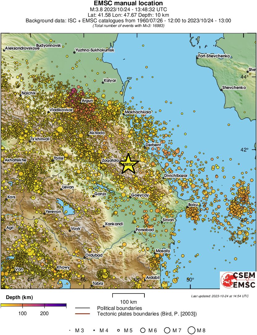 regional depth historical seismicity
