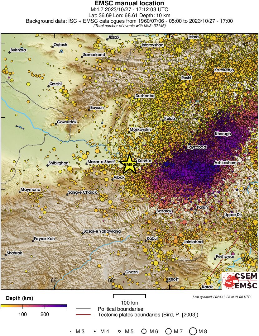 regional depth historical seismicity