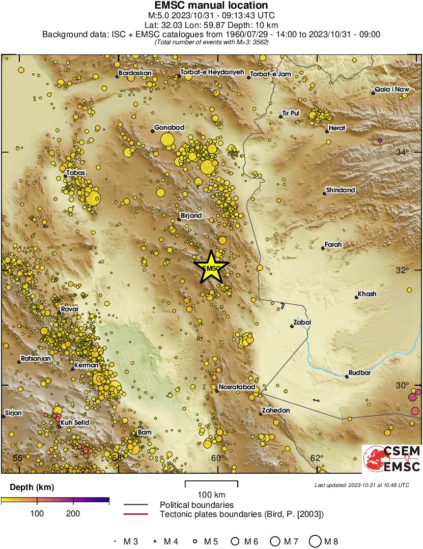regional depth historical seismicity