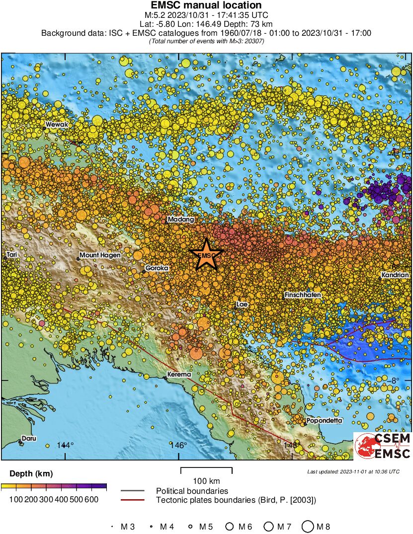 regional depth historical seismicity