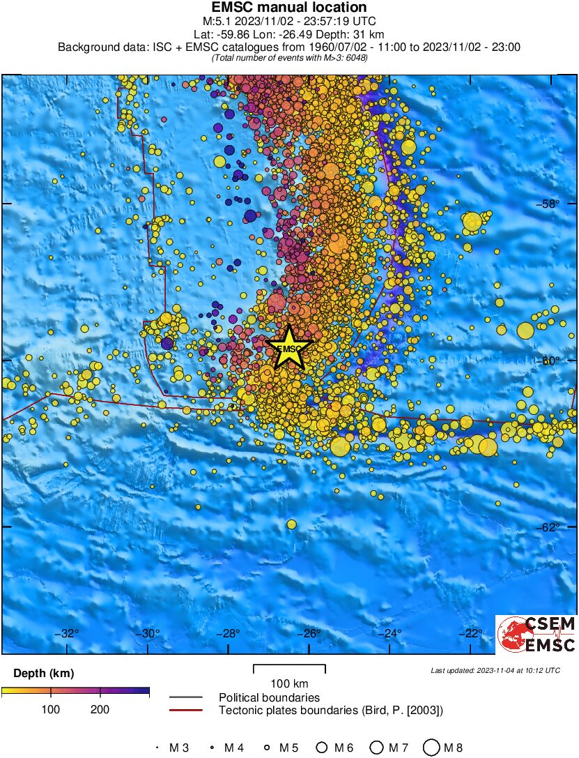 regional depth historical seismicity