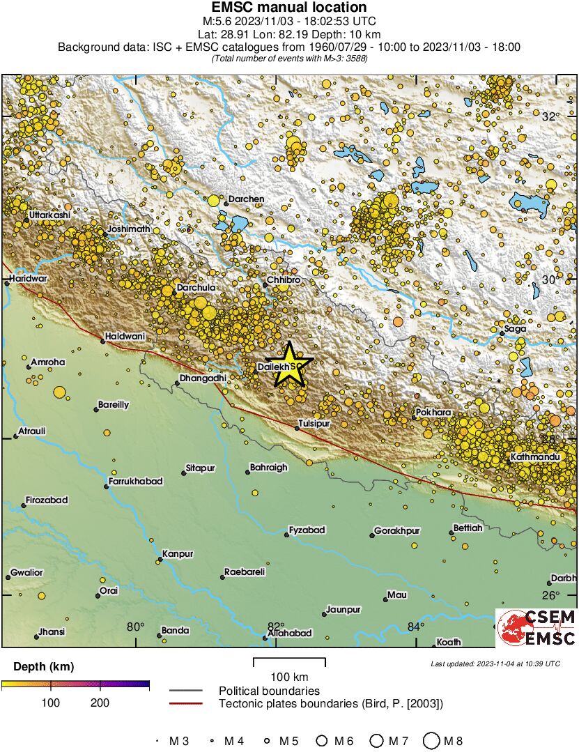 regional depth historical seismicity