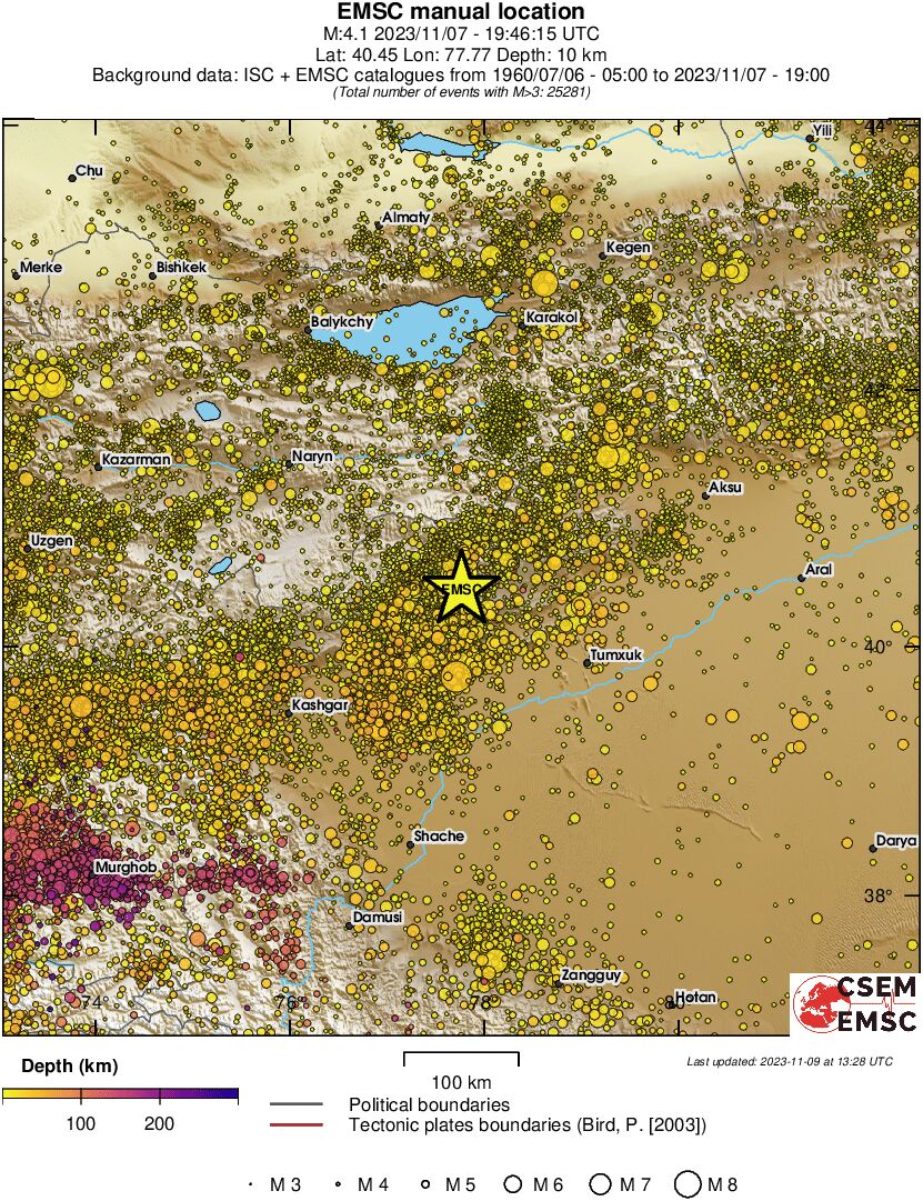 regional depth historical seismicity