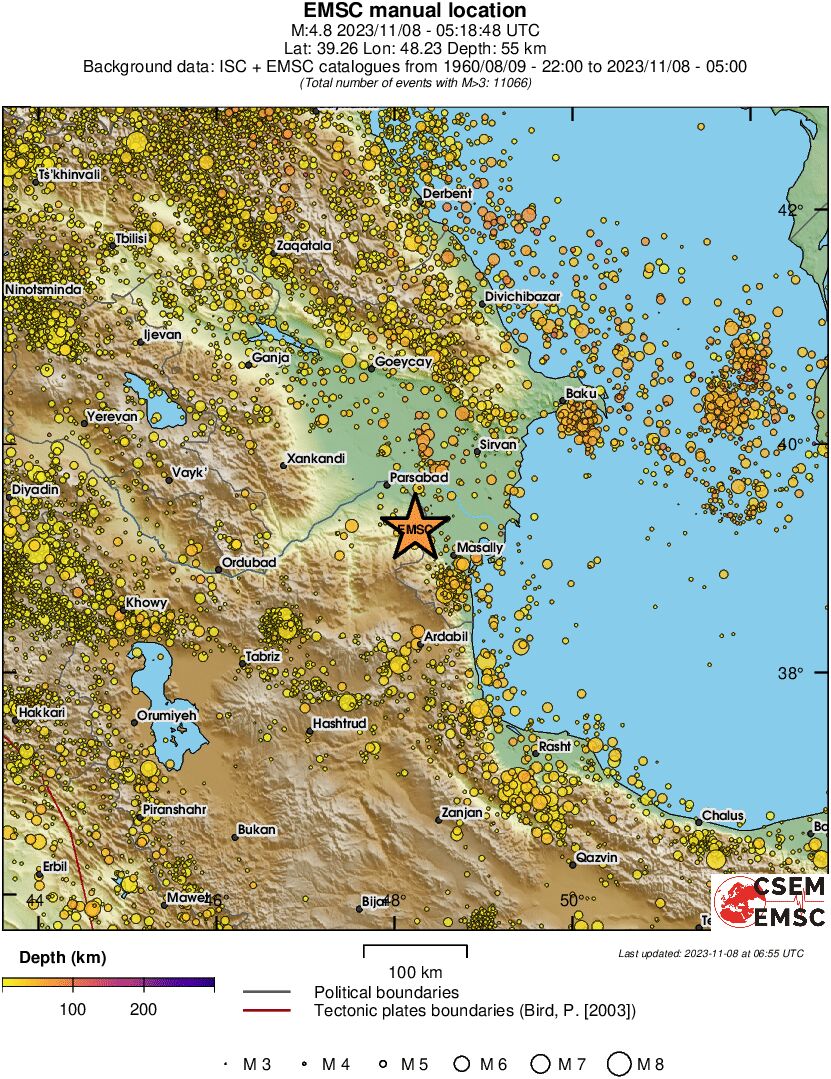 regional depth historical seismicity