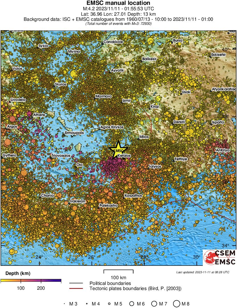regional depth historical seismicity