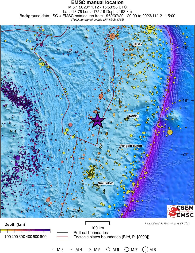 regional depth historical seismicity