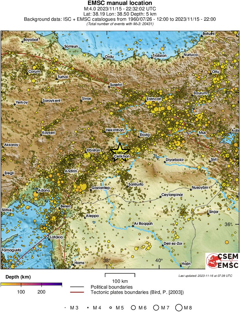 regional depth historical seismicity