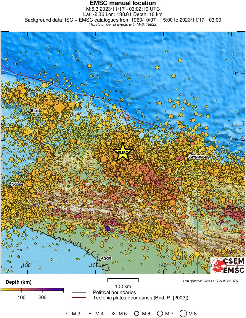 regional depth historical seismicity
