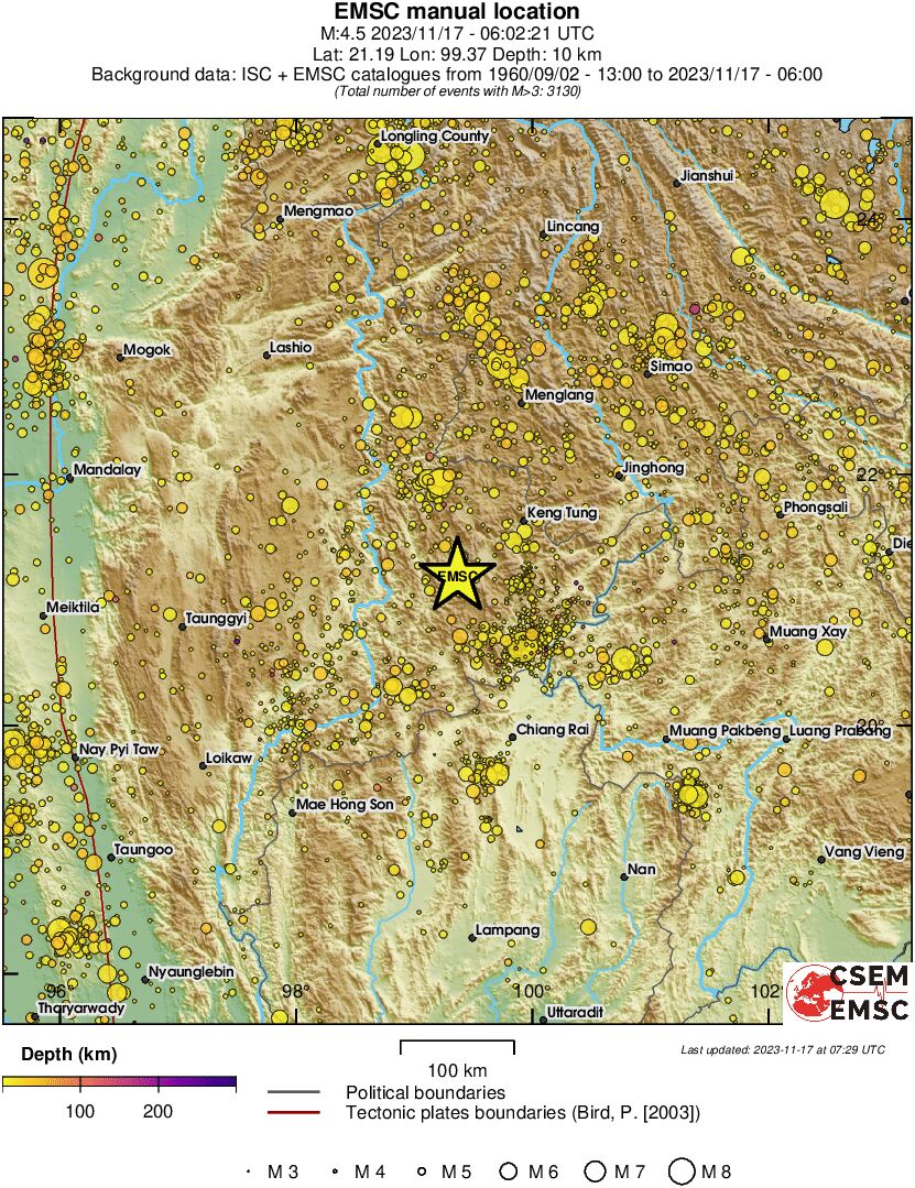 regional depth historical seismicity