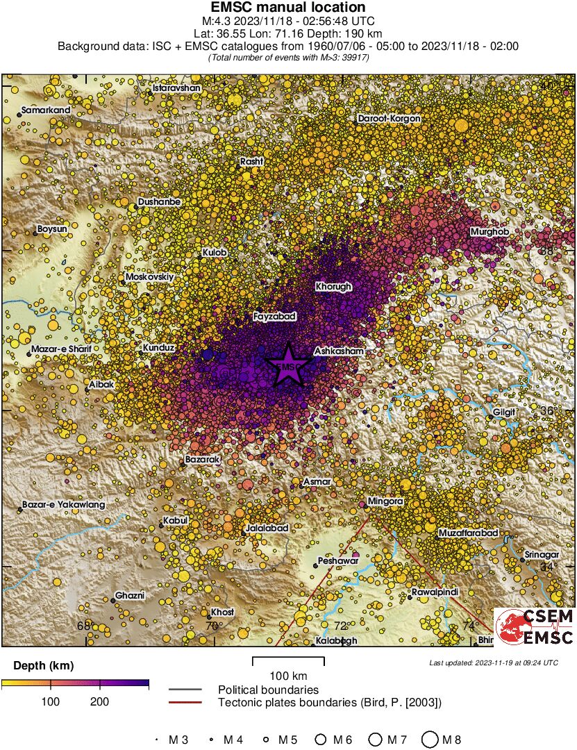 regional depth historical seismicity
