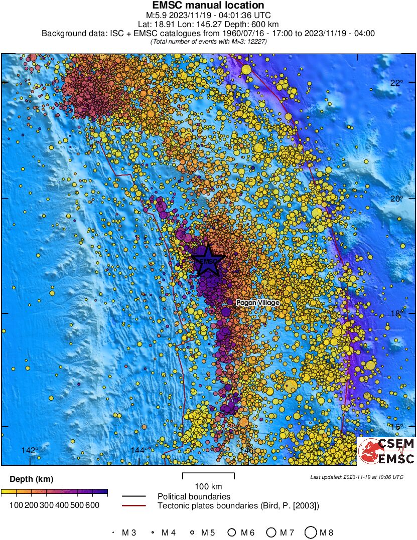 regional depth historical seismicity