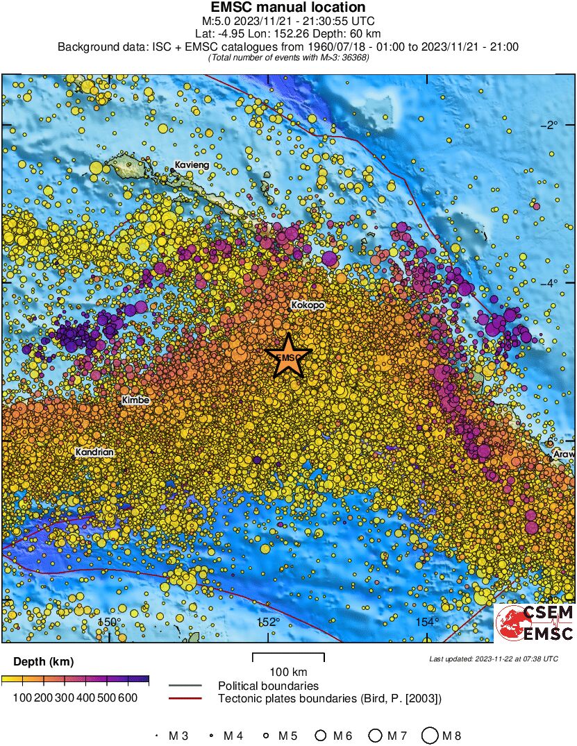 regional depth historical seismicity