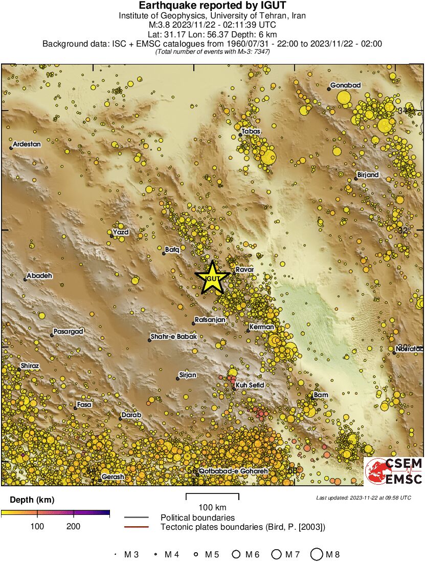 regional depth historical seismicity