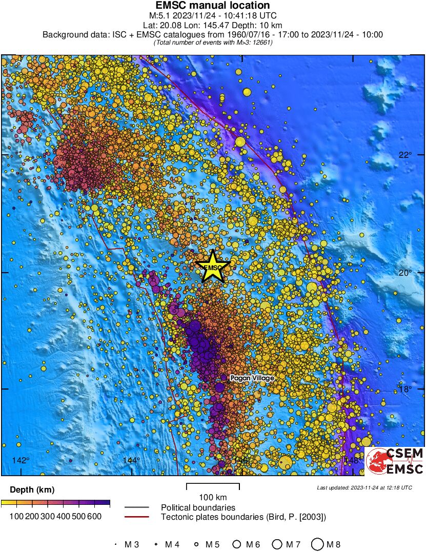 regional depth historical seismicity