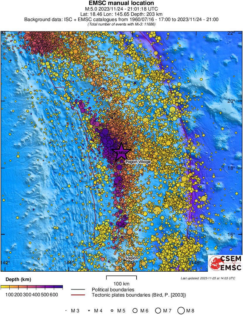 regional depth historical seismicity