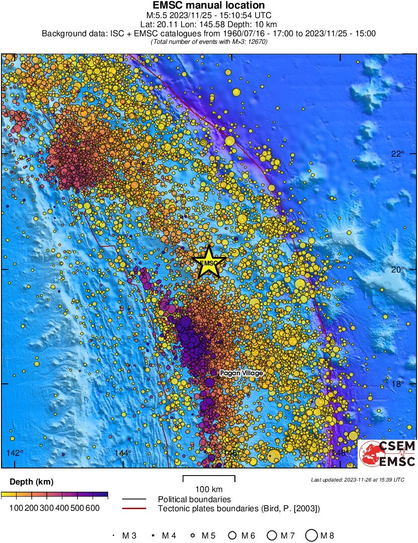 regional depth historical seismicity