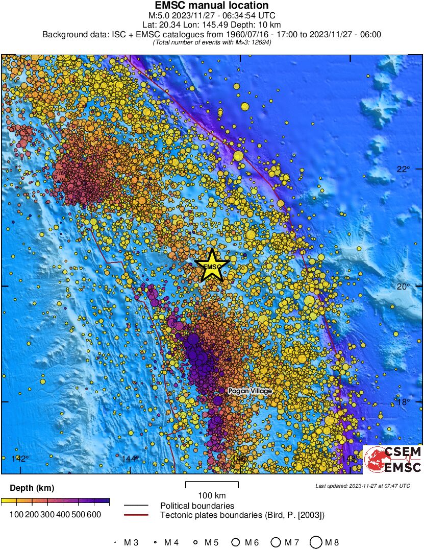 regional depth historical seismicity